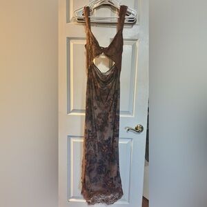 FREE PEOPLE NWT Brown Floral Lace Dress